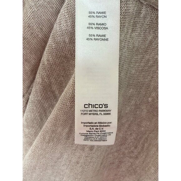 Chicos 3 Open Front Long Sweater Cardigan Size XL Beige Ombre Lightweight Ramie - Picture 6 of 10